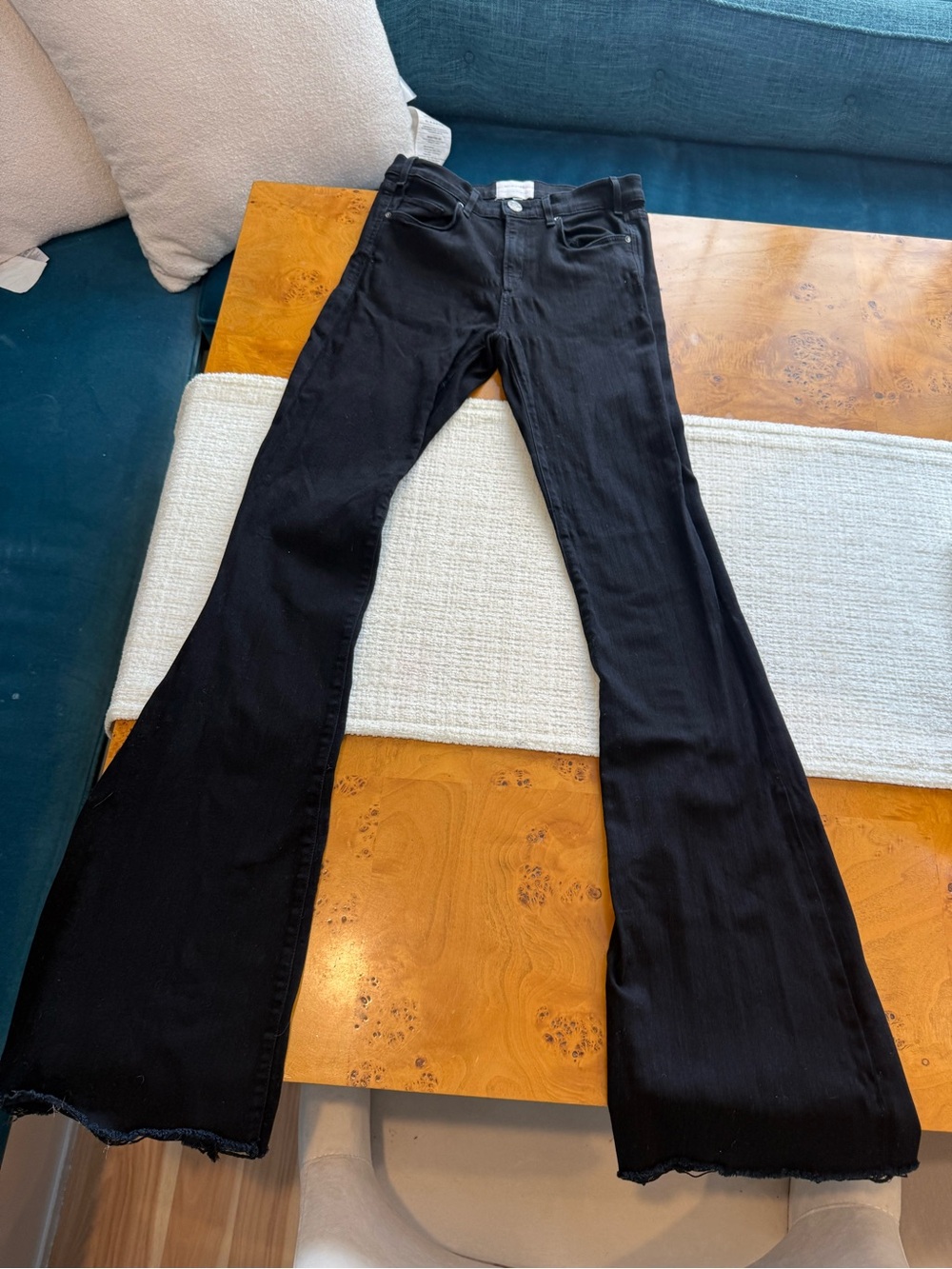 McGuire Denim Black Flare Jeans with Raw Hem Revolve